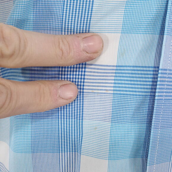 JOS A BANK TRAVELER'S COLLECTION BLUE CHECK BUTTON DOWN SHIRT MENS L **READ - Picture 5 of 8